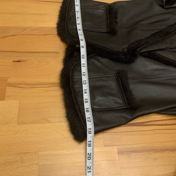 Bianca Nygard genuine leather with genuine fur trim one button blazer brown 6 - Picture 11 of 15